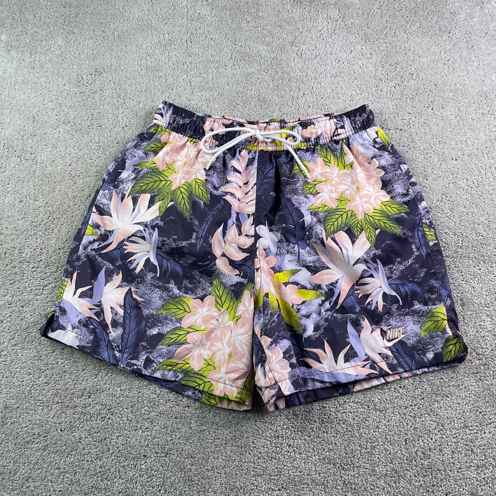 Nike Shorts Mens Medium Purple Pink Floral Club Flow Lined Tropical Gym Training